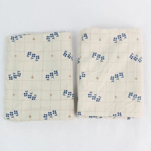 Set of 2 Beige Flannel Pillowcases with Flower Pattern, Flawed DIY Fabric - Picture 1 of 5