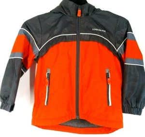Giacca invernale bambino LONDON FOG TAGLIA 5 felpa con cappuccio foderata grigio arancione poliestere - Foto 1 di 11