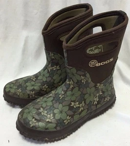 Bogs Snow Rain Boots Women's 6 Brown Hibiscus Floral Waterproof Insulated Shoes - Picture 1 of 6