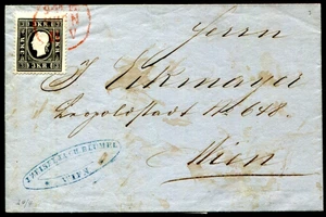 ÖSTERREICH 1858 11II ORTSBRIEF WIEN mit ROTEM STEMPEL(S7679 - Bild 1 von 2