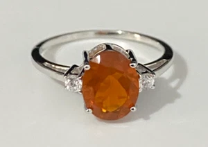 9K Yellow Gold W/ 1.32CT American Fire Opal Ring Size N - 6 1/2 - Picture 1 of 8