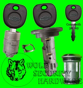 GM Ignition Switch Key Lock Cylinder & Single Door & Spare Tire Set 3 Chevy Keys - Picture 1 of 2