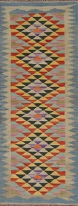 Geometric Colorful 2'x6' Runner Rug Flat Weave Kilim Handmade Oriental carpet   - Picture 1 of 10