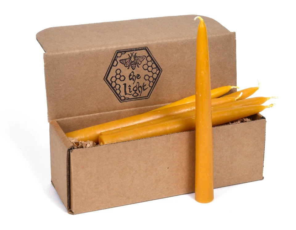 Velas cónicas de cera de abejas 100 % pura estilo sumergido sin perfume elige tu color y tamaño Foto 1 de 4