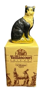 Vintage 1987 Vaillancourt Folk Art Black & White Cat VFA-52 Figurine Chalkware - Bild 1 von 8