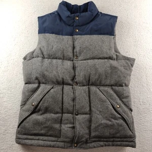 Land's End Wool Puffer Vest Down Filled Size M 38-40 Gray Snap Pockets - Picture 1 of 9