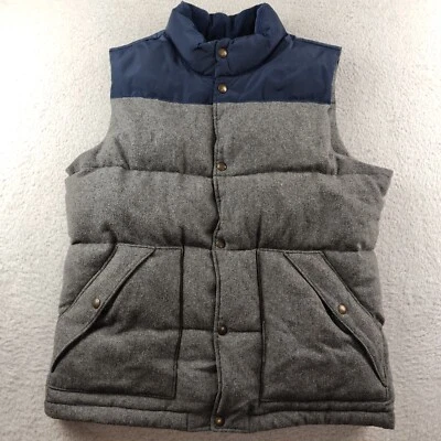 Land's End Wool Puffer Vest Down Filled Size M 38-40 Gray Snap Pockets - Image 1 of 4