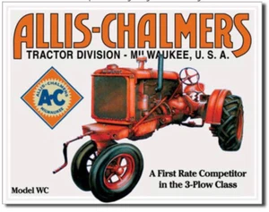 Allis Chalmers Letrero Metal Estaño Modelo WC Granja Tractor Hogar Garaje Decoración de Pared #1133 - Imagen 1 de 1