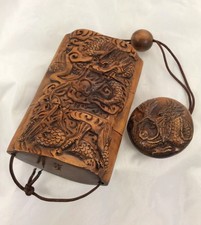 EXQUISITE JAPANESE DRAGON HAND CARVED NETSUKE INRO BOXWOOD EARLY 20th CENTURY