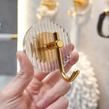 Luxurious Adhesive Wall Hook Acrylic Shower Robe Hooks Gold Bathroom Accessor QH