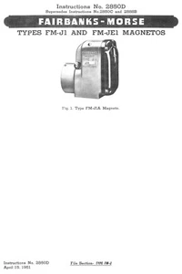 Instrucciones magnetos Fairbanks Morse FM-J1 y FM-JE1 No. 2850D con tabla de reparación - Imagen 1 de 6