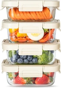 Glass Meal Prep Containers with Exclusive Glass Lids, Glass Storage Containers w - Picture 1 of 7