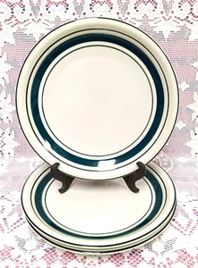 3 VTG Tienshan COUNTRY CROCK 10 5/8 Dinner Plate GREEN BAND Black Edge STONEWARE - Picture 1 of 9