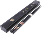 Happy Sales HSKS1/B, Japanese Black Chopsticks Set with Case - Crane Design Blac