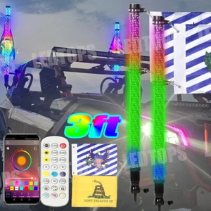 Par de antenas de luz LED de látigo de grasa espiral de 3 pies persecución RGB para Can-am X3 RZR UTV ATV - Imagen 1 de 10