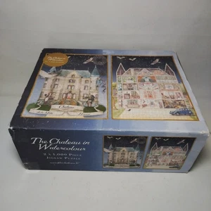 Escape to The Chateau in Watercolour 2x 1000 Piece Jigsaw Puzzle Complete Inside - Picture 1 of 14