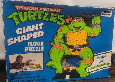 1990 Teenage Mutant Ninja Turtles Michaelangelo Giant Floor Puzzle Roseart w Box - Image 1 of 4
