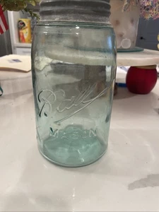 ANTIGUO FRASCO DE CUARTO DE GALÓN VERDE AGUA ALBAÑIL TRIPLE L DE 1900 CON TAPA DE BOLA - Imagen 1 de 4