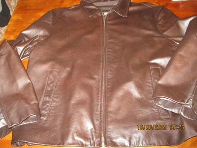 Chaqueta de cuero vintage auténtica Banana Republic para hombre, talla XL. Cremallera Completa MARRÓN Foto 1 de 4