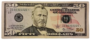 2006 $50 Dollars Bill With Print Error N Star Note IG Series. - Picture 1 of 4