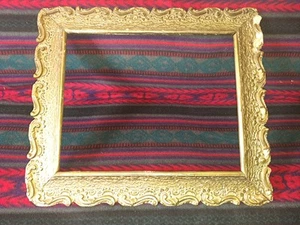 Marco dorado de madera antiguo solamente - Imagen 1 de 8
