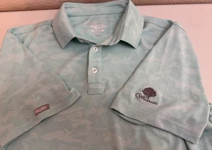 Large Straight Down Woodland Golfschläger Performance Poloshirt Blue Cloud Camo - Bild 1 von 10