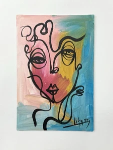 Original Acryl Gemälde 4x6" auf Leinwand Tafel, signiert + Zertifikat von Lisa. - Bild 1 von 1