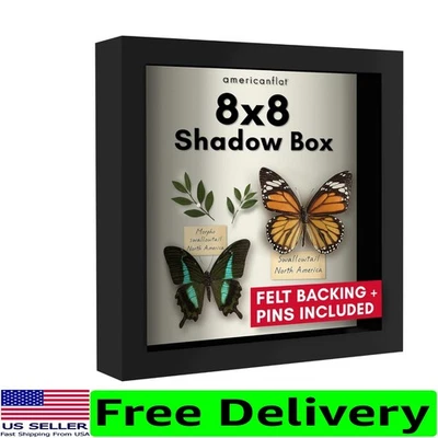 Marco de caja de sombras negro 8x8 con diseño profundo - Perfecto para exhibición de pared y mesa Foto 1 de 4