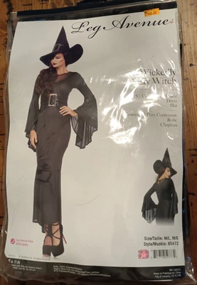 Leg Avenue Wickedly Sexy Witch Costume Dress Hat Black Adult M/L 85472   G2 - Image 1 of 4