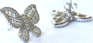EFFY DIAMOND & 14K  WHITE GOLD BUTTERFLY EARRINGS/ MSRP $8000 1.12 TCW - Picture 1 of 9