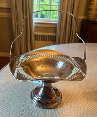 ANTIQUE SWING HANDLED BASKET OLD SHEFFIELD PLATE - Image 1 of 4