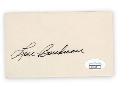 Lou Boudreau Signed Autographed 3X5 Index Card Indians Hall of Famer JSA CF45591 - Image 1 of 2