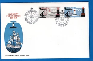 STAMPS SWEDEN-300 Years of Swedish Lighthouse Service,set of 2 ,FDC, 1969- # - Picture 1 of 1