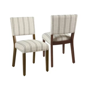 Set of 2 Stripe Dining Chairs Black/White - HomePop - Picture 1 of 13