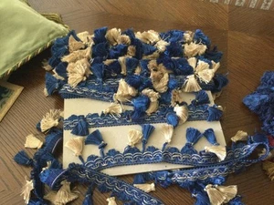 Royal blue and beige, tassel Fringe Trim [10 meter] - Picture 1 of 5