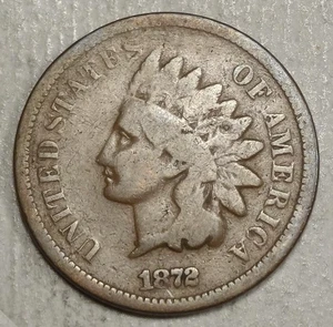 1872 Indian Cent, Good, Better Date, Reverse Retained Cud     1022-04 - Picture 1 of 4