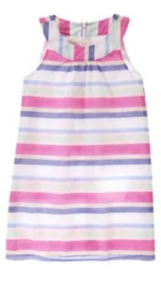 NUEVO CON ETIQUETAS Vestido de Verano Gymboree DESERT DREAMS, Rosa, Azul, Rayas Doradas Finas, Talla 5 Foto 1 de 4