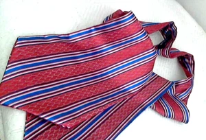 Hermoso NY Hand Made Poly Tie/Belt 5.5W x 57"L Red/Blue/Wht Stripe - Picture 1 of 4