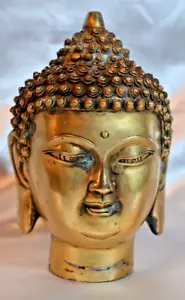 Shakyamuni Buddha Head Statue, Brass or Bronze, Vintage, Heavy - Picture 1 of 6