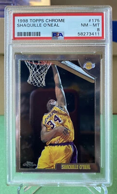 1998 TOPPS CHROME #175 SHAQUILLE O’NEAL - PSA 8- HOF NBA LAKERS BASKETBALL CARD - Image 1 of 3