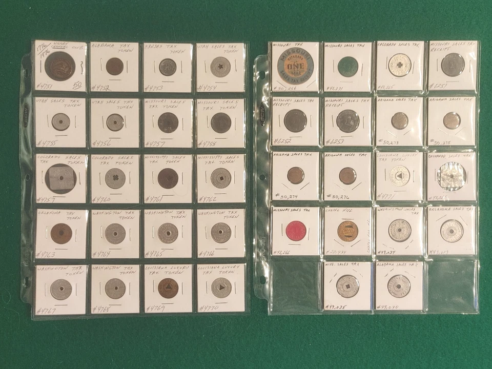 罕见老式批量 (38) 美国销售税代币  — 第 1/4 张图片