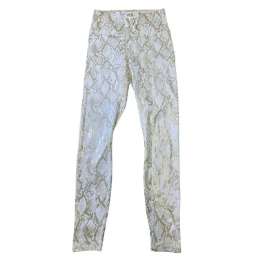Fabletics Snakeskin Print High Waisted Workout Leggings Gold Accents - Image 1 of 4