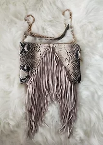 TOPSHOP Animal Print Fringe Chain Crossbody Bag - Picture 1 of 5