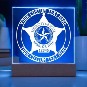Insignia de estrella de cinco puntos LED de acrílico personalizada. Placa de escudo policial personalizada de regalo - Imagen 1 de 10