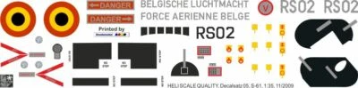 Decals 05 Sikorsky S-61 Sea King Force Aerienne Belge RS02 - Bild 1 von 2