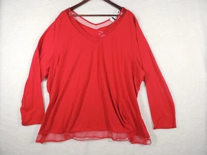 Lane Bryant ROTES Strickshirt 26/28 Tee Shop Baumwolle Poly Mesh am Ausschnitt Strick Neu mit Etikett - Bild 1 von 5