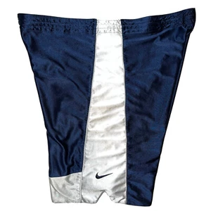 Rare Vintage Nike Basketball Shorts Navy Silver Satin Silky Shiny Size 2XL - Picture 1 of 9