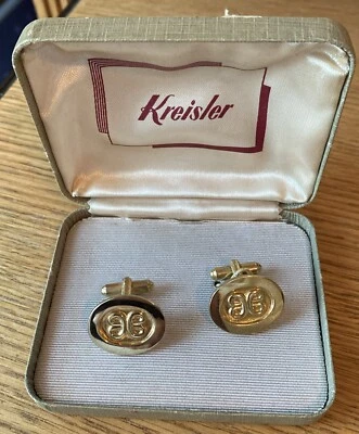 Gemelos Kreisler vintage estampados en tono dorado en caja original Foto 1 de 3