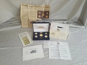 24k Gold Plated 1999 Coin Proof Set w/ Documents - $1, .25, .10, .05, .01 - Picture 1 of 20