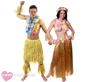 COUPLES ZULU AND HULA GIRL HAWAIIAN FANCY DRESS COSTUME BEACH PARTY HIS AND HERS - Picture 1 of 2